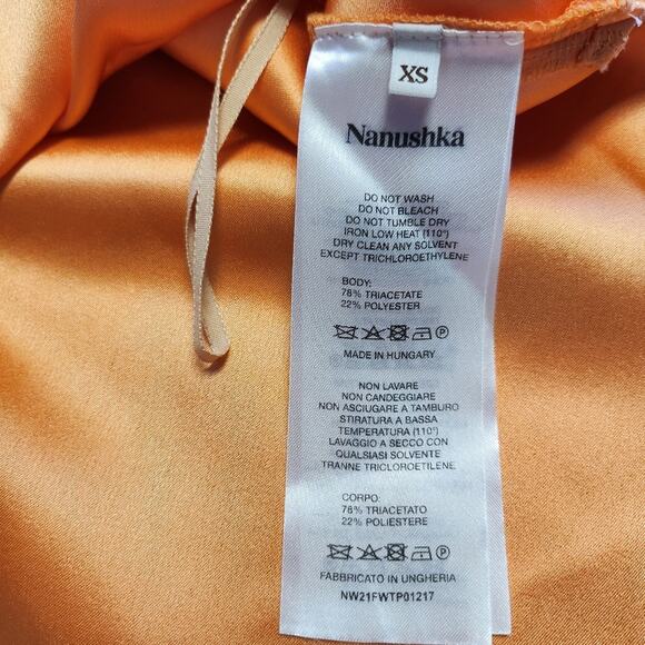 Nanushka Prita Cami Top Tangerine XS NWT | Silk-Like Draped Tank - Picture 6 of 7